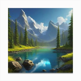 Lake In The Mountains Canvas Print