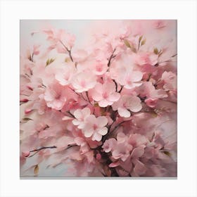 The delicate pink petals of the sakura, creating a sense of movement and life, optimistic painting Canvas Print