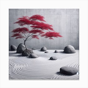 Red Tree In A Zen Garden Canvas Print