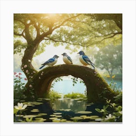 Birds On A Bridge 1 Canvas Print