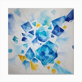 Blue And Yellow Watercolor Painting Canvas Print