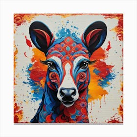 Deer  Vibrant Colors Wall Art Canvas Print