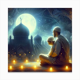 Muslim Family Prayinلمشاعر الروحانية في رمضان g Canvas Print