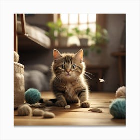 Kitten In A Room Canvas Print