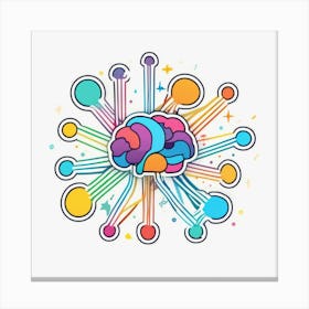 Brain With Colorful Circles Canvas Print