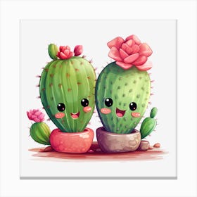 Kawaii Cactus 2 Canvas Print