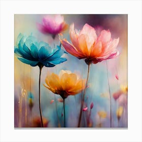 Cosmos Flowers Watercolor  Canvas Print