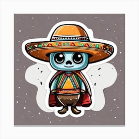 Mexican Sombrero And Pancho Sticker 2d Cute Fantasy Dreamy Vector Illustration 2d Flat Center (19) Canvas Print