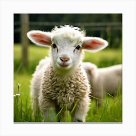 Young Cute Grass Farming Animal Farm Field Fur Wool Farm Animal Baby Countryside Little (5) Canvas Print