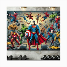 Marvel Superheroes Gym Wall Art Canvas Print