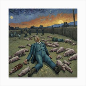 Pigs Whiskey Dreams and Squealing Realities Canvas Print