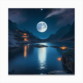 Anime Pastel Dream A Surreal Landscape Of And The Moon Illumi 1 Canvas Print