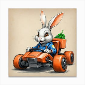 Rabbit In A Go Kart Canvas Print