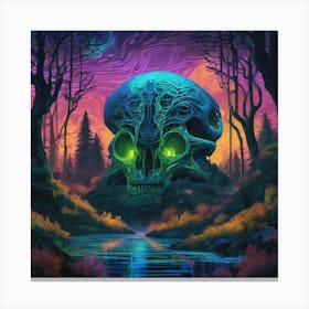 Skull In The Woods 1 Canvas Print