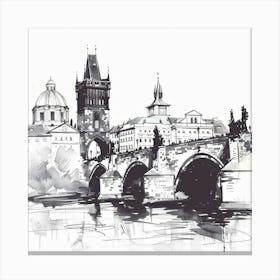 A Prague With Charles Bridge Hand Drawn Sketch I 1720467835 4 Canvas Print