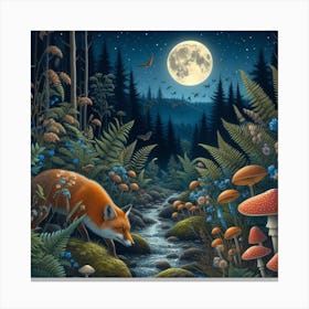 Fox and forest 2 Canvas Print