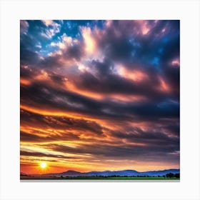 Sunset Over A Field 18 Canvas Print