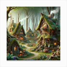 Fairy Village paintings art print 1 Canvas Print