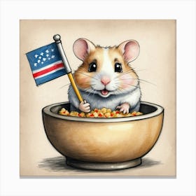 Hamster With American Flag Canvas Print