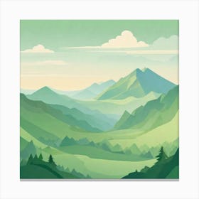 Misty mountains background in green tone 62 Canvas Print