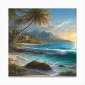 Landscape sunset on the beach Canvas Print