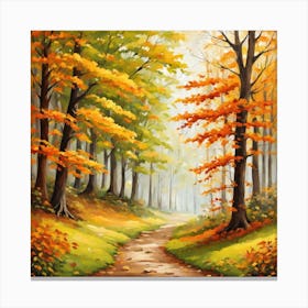 Forest In Autumn In Minimalist Style Square Composition 268 Canvas Print