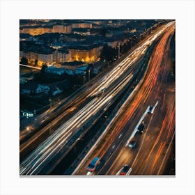 Highway At Night Canvas Print