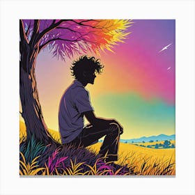 Man Sitting Under A Tree 7 Canvas Print