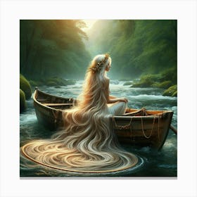 Mermaid In A Boat 1 Canvas Print