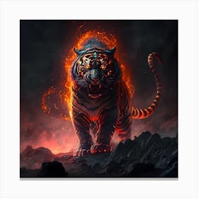 Tiger On Fire Canvas Print