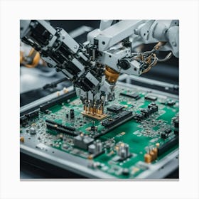 Robot Working On A Circuit Board 2 Canvas Print