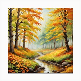 Forest In Autumn In Minimalist Style Square Composition Canvas Print