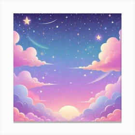 Sky With Twinkling Stars In Pastel Colors Square Composition 123 Canvas Print