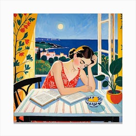 Woman Reading A Book 15 Canvas Print