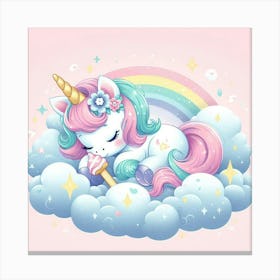 Unicorn Sleeping On The Cloud Canvas Print