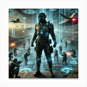 A Dynamic Sci Fi Scene Depicting Ronan Ashheart Sh Canvas Print