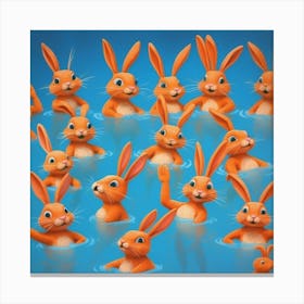 Rabbits In The Water 9 Canvas Print