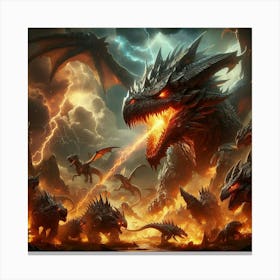 Dragons In Battle 1 Canvas Print