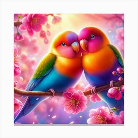 Two Birds On A Branch Canvas Print