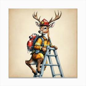 Deer Firefighter 3 Canvas Print