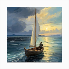 Sailboat At Sunset Canvas Print