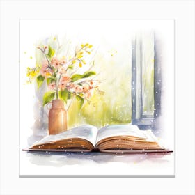 Watercolor Book With Flowers Canvas Print