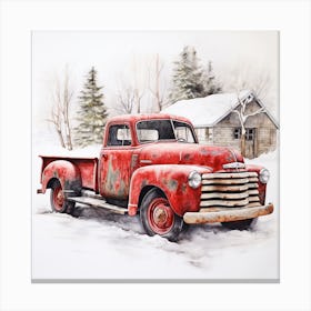 Old Truck In The Snow Canvas Print