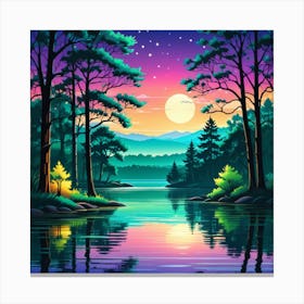 Forest At Night Canvas Print