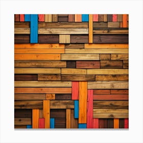 Colorful Wooden Wall Canvas Print