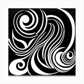Mid Century Inspired Linocut, Abstract Black And White , 104 Canvas Print