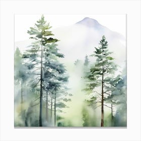 Appalachian Mountains of Misty Pines Watercolor Print of Evergreen Forest..363 Canvas Print