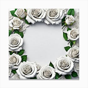 White Roses Frame 9 Canvas Print