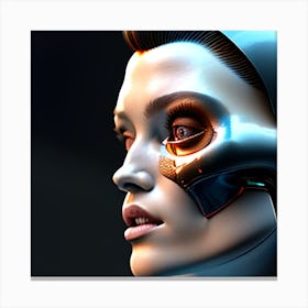 A woman with a head and neck that says'robot'on it Canvas Print