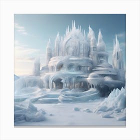 Palace of ice among snow and ice Canvas Print